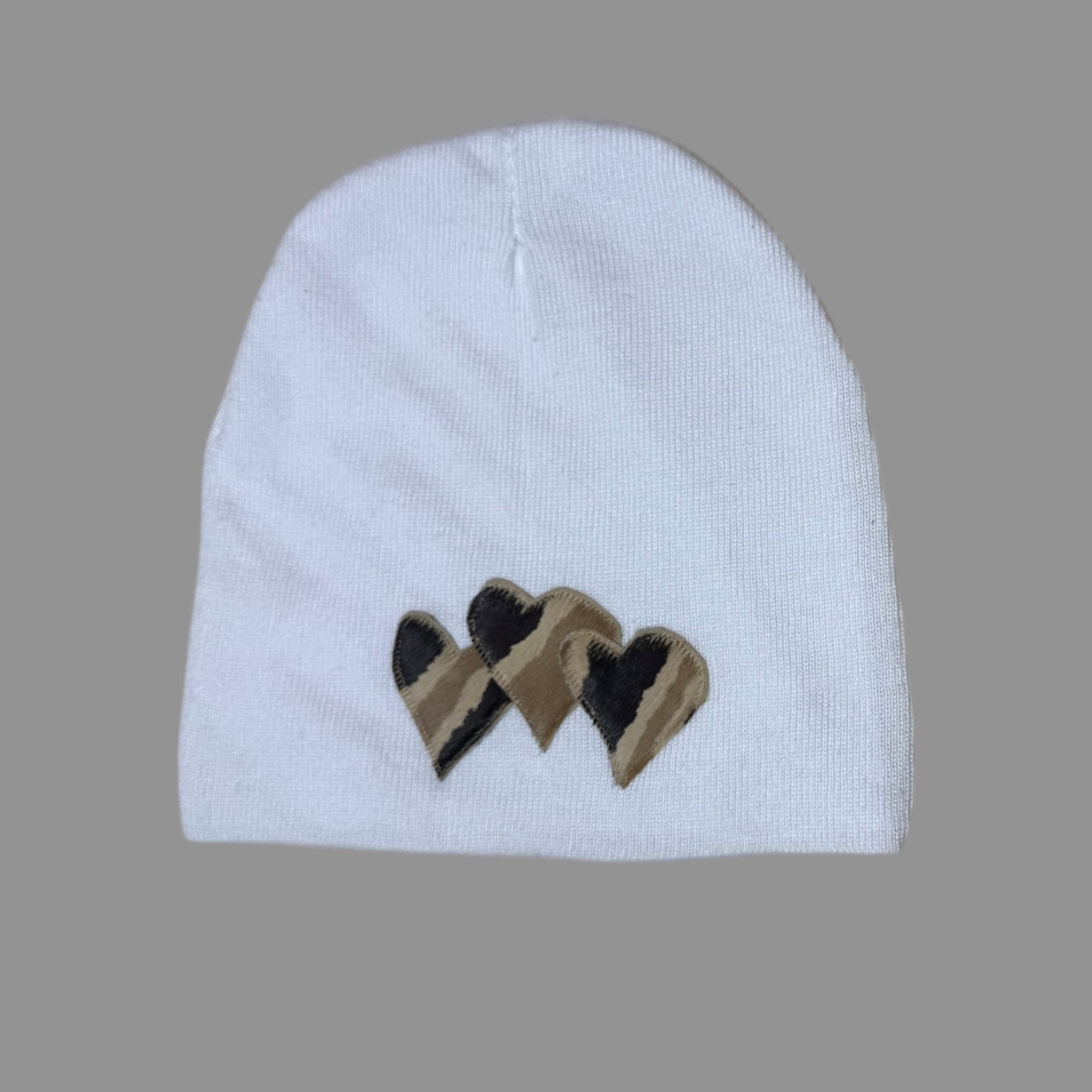 TIGER PONY HAIR HEART BEANIE