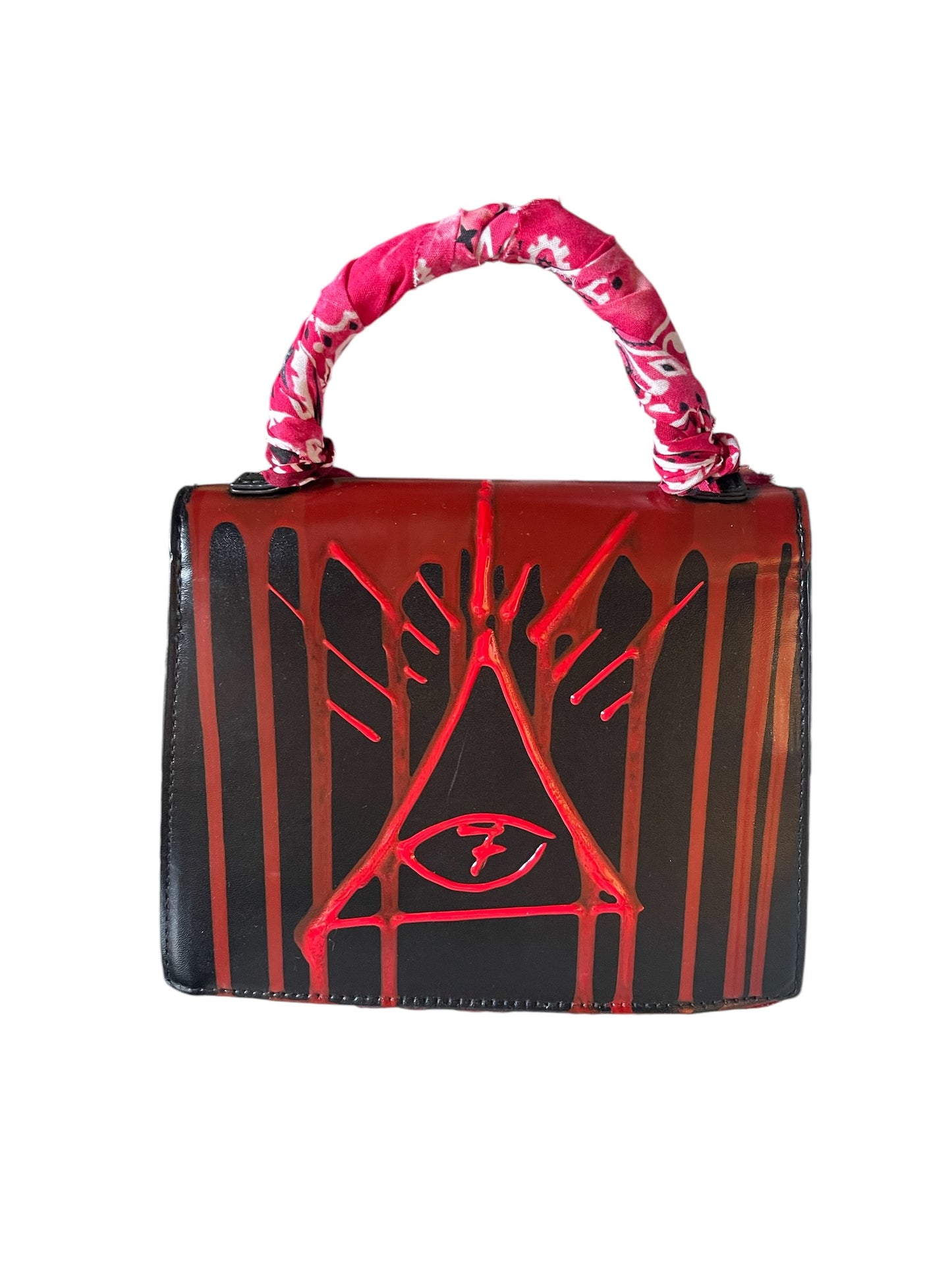 black and red bandana bag
