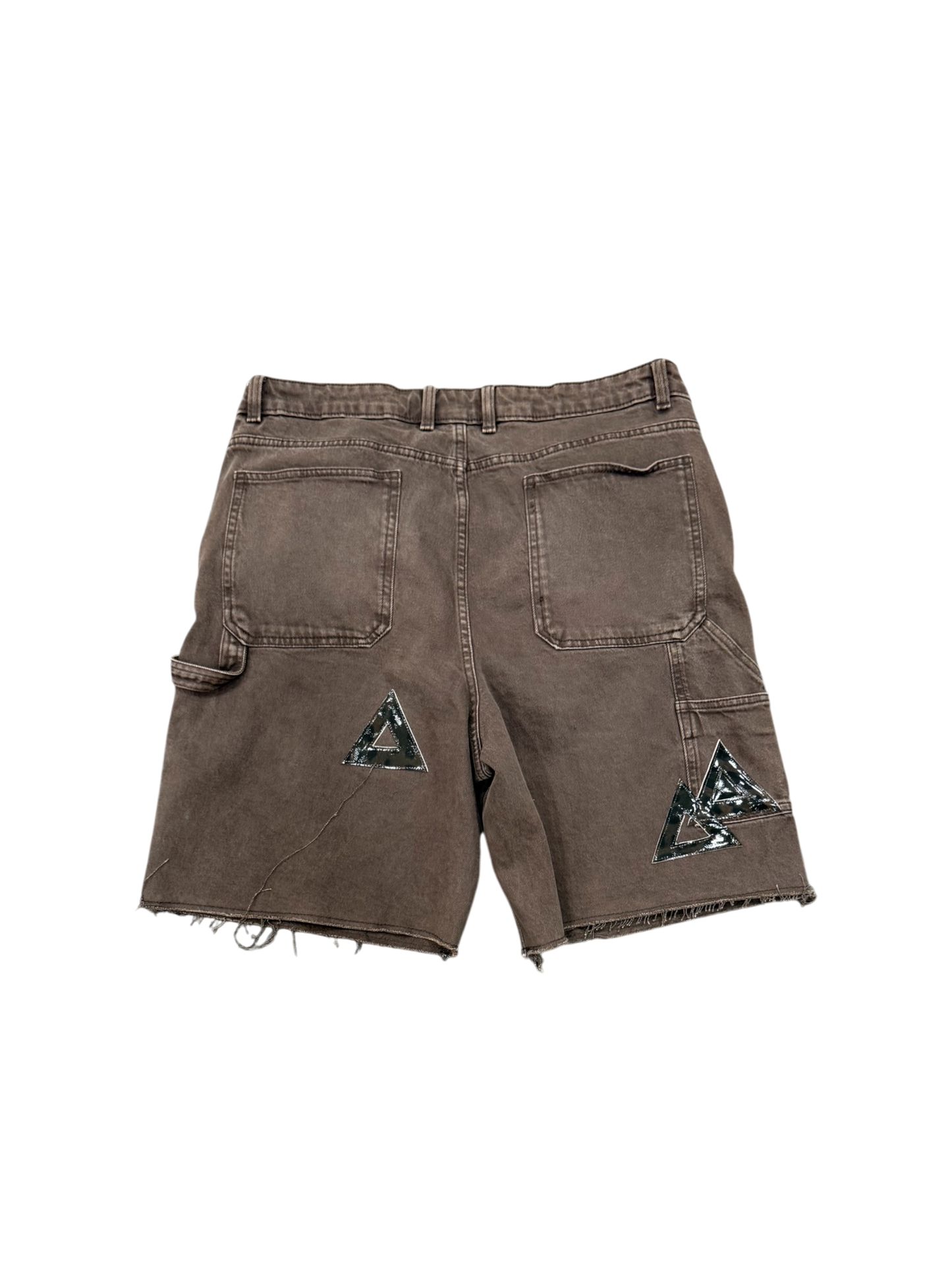 BROWN LEOPARD LEATHER SHORTS