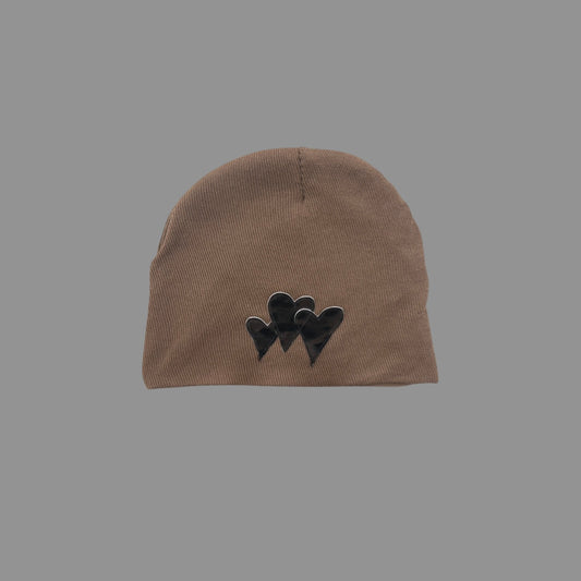 LEOPARD SHINY LEATHER HEART BEANIE
