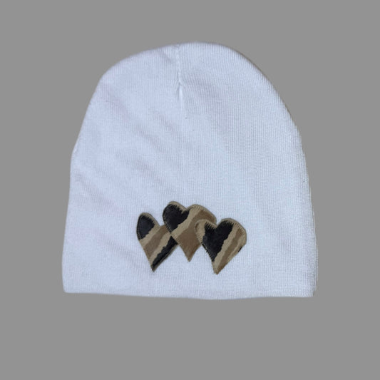 TIGER PONY HAIR HEART BEANIE