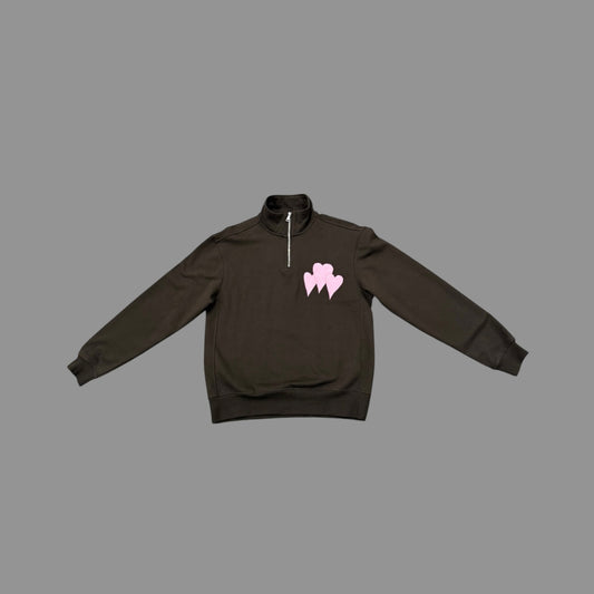 PINK LEATHER QUARTER ZIP