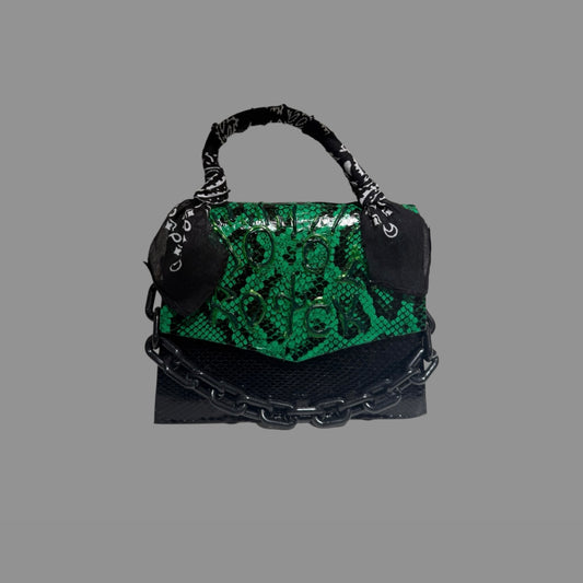 GREEN AND BLACH SNAKESKIN BAG