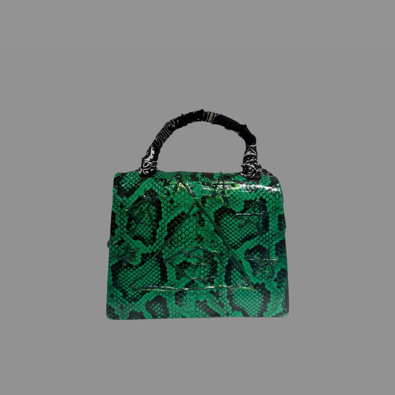 GREEN AND BLACH SNAKESKIN BAG