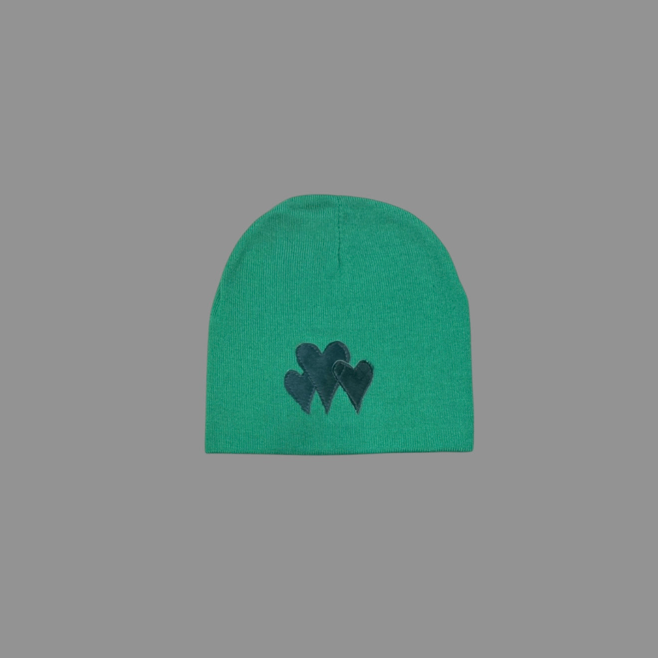 GREEN PONY HAIR HEART BEANIE