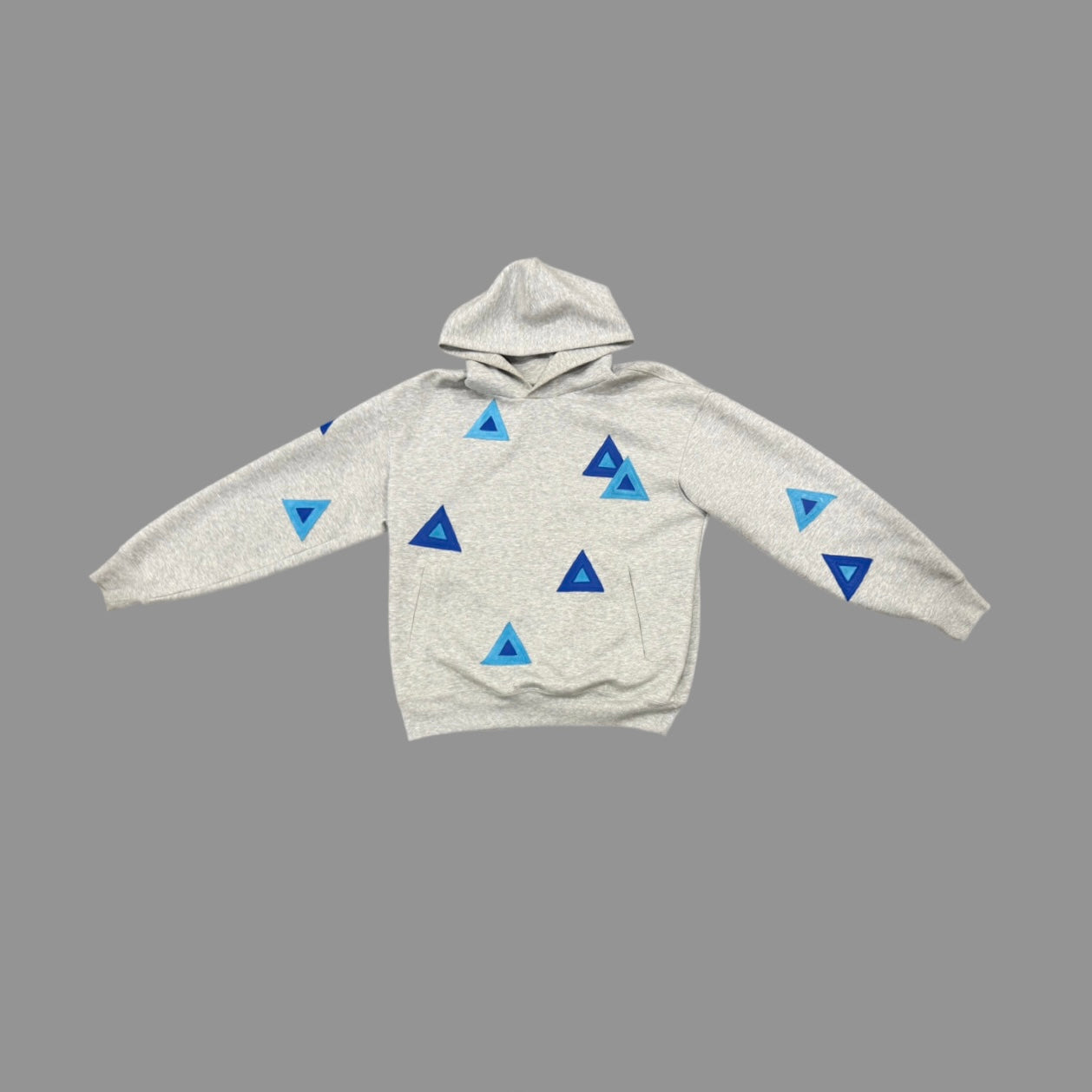 blue leather patch hoodie