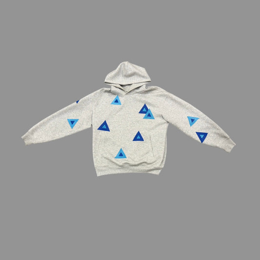 blue leather patch hoodie