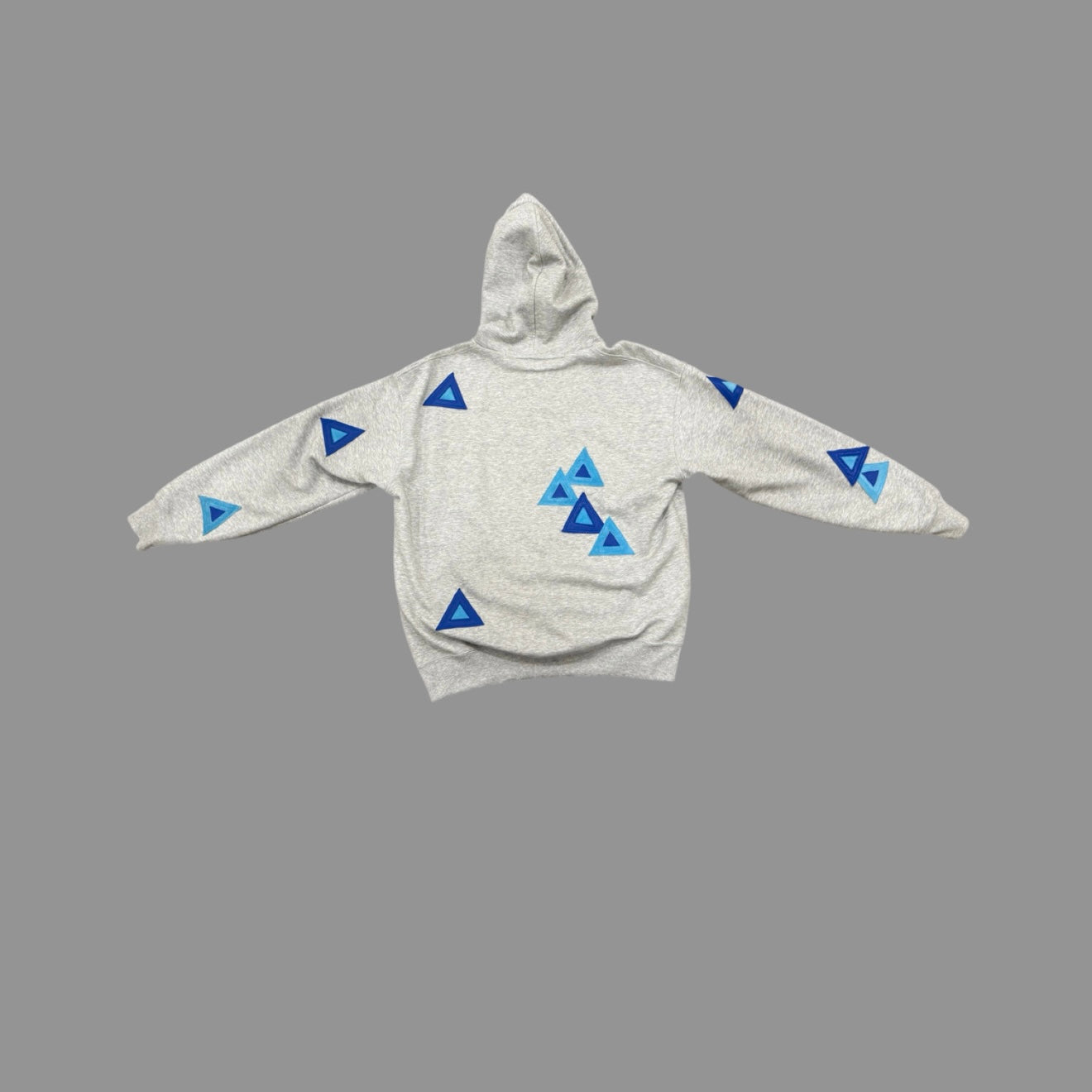 blue leather patch hoodie