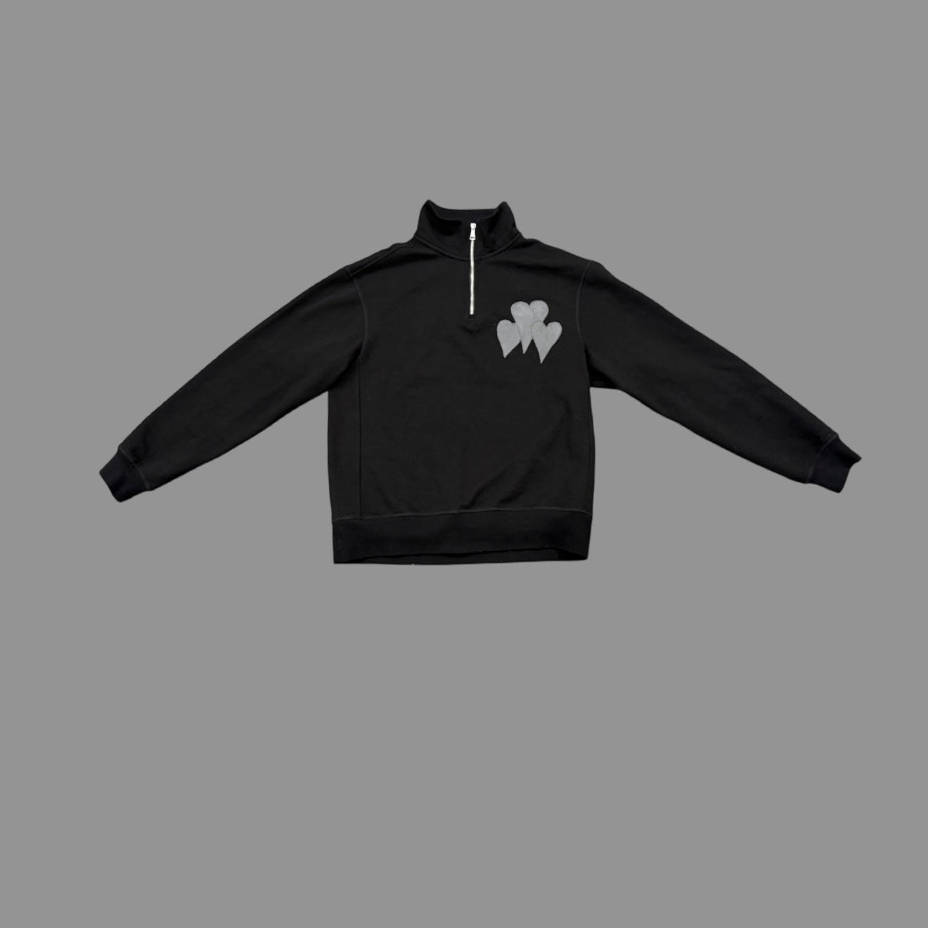 GREY LEATHER QUARTER ZIP
