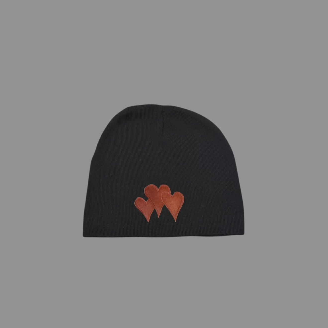 BROWN PONY HAIR HEART BEANIE