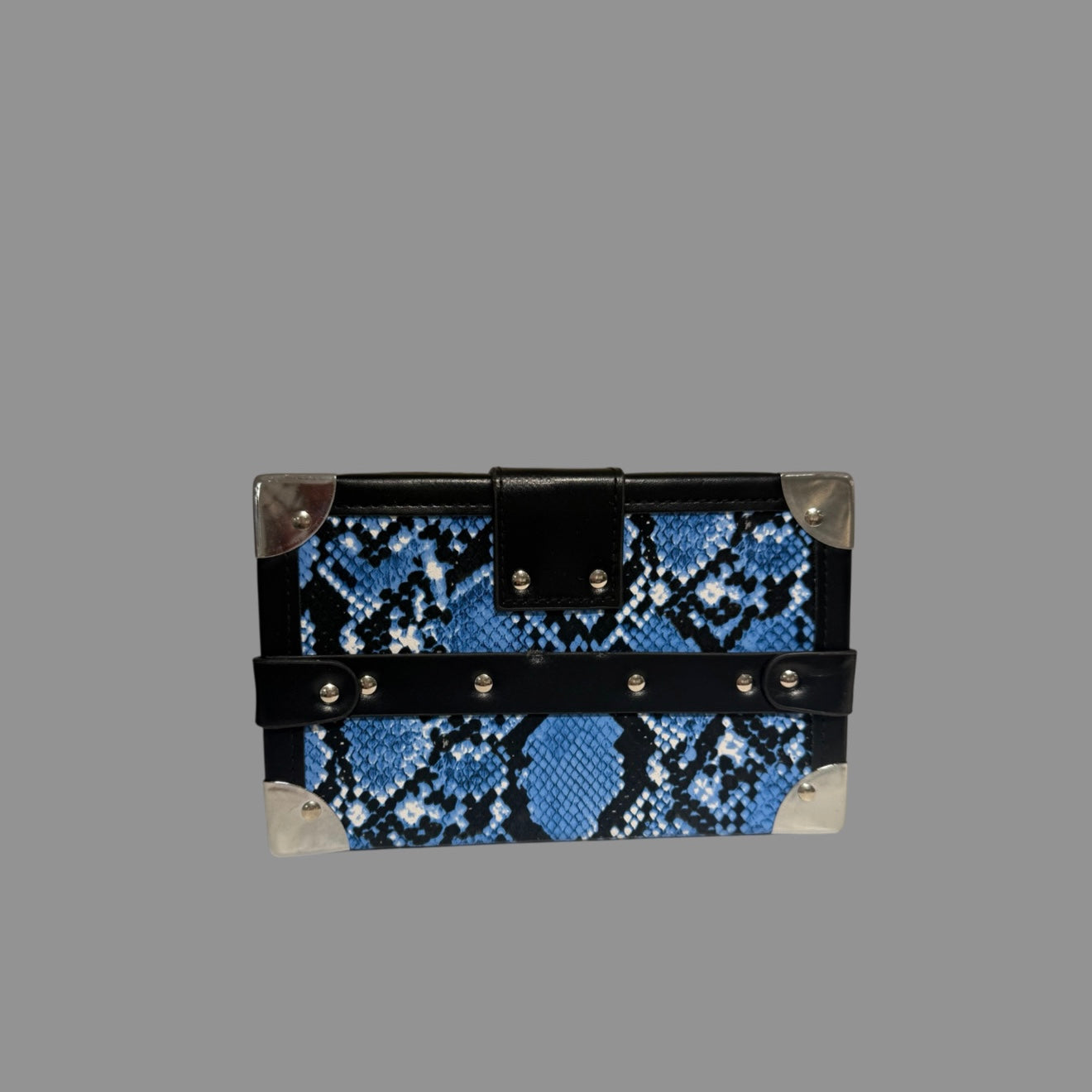 BLUE SNAKESKIN PRINT BOX BAG