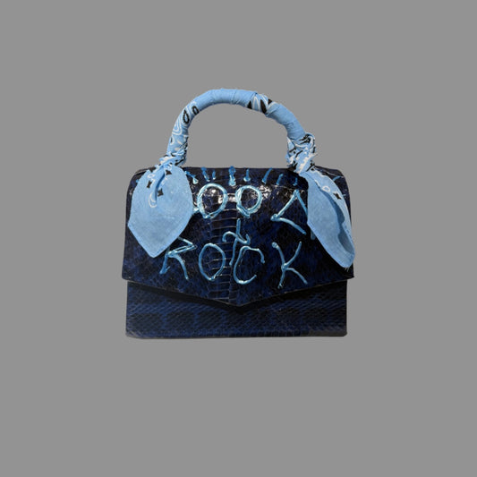 BLUE SNAKESKIN BAG