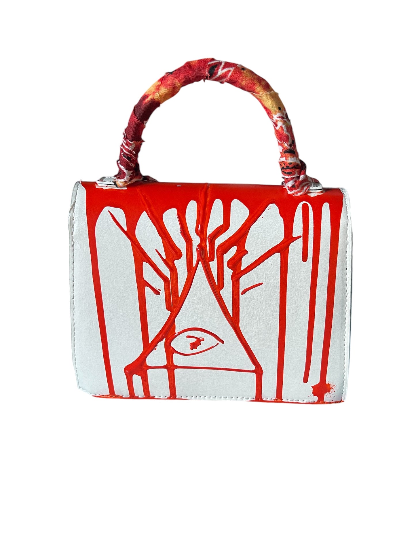 white and orange bandana bag