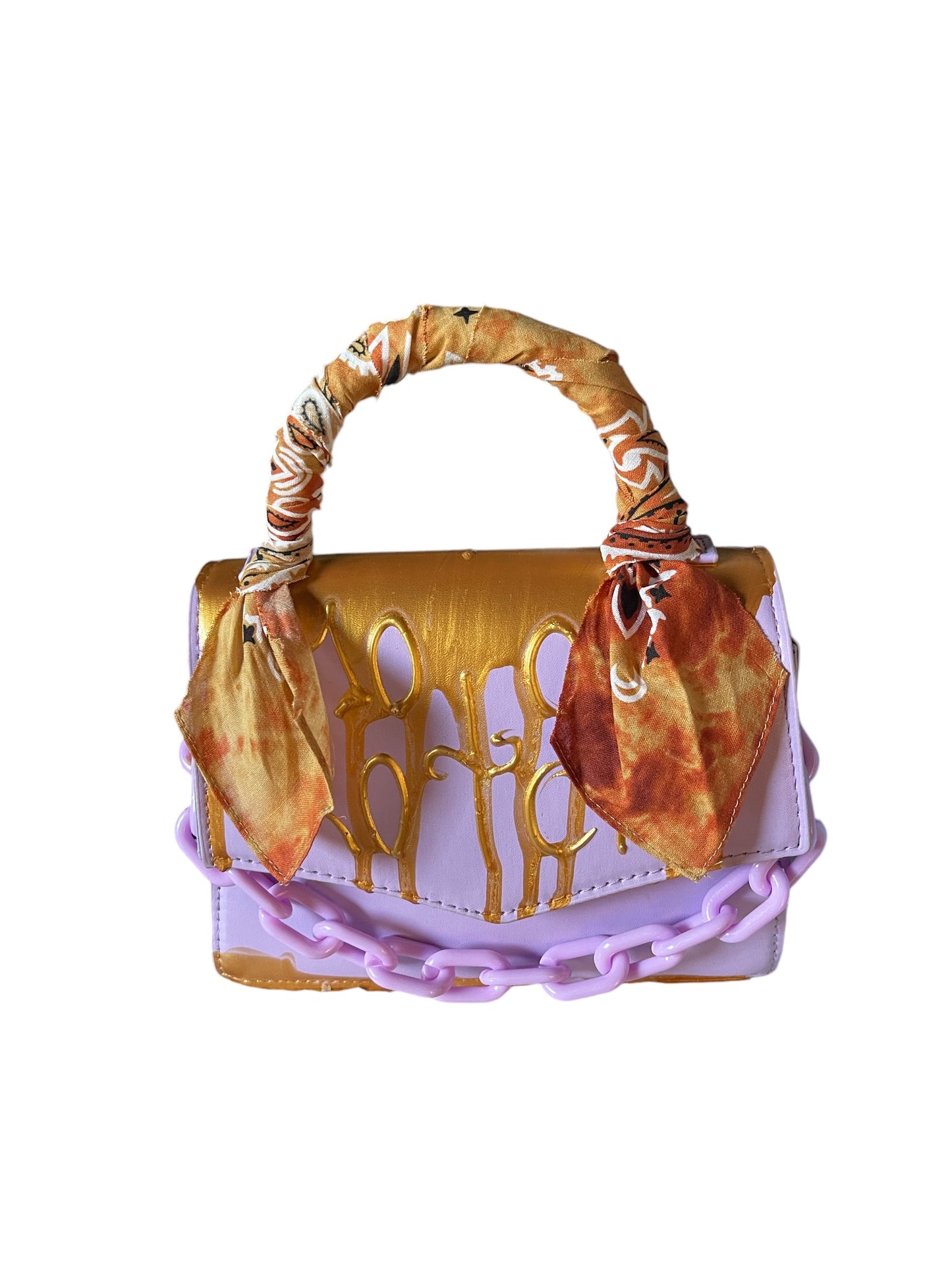 purple and gold bandana bag