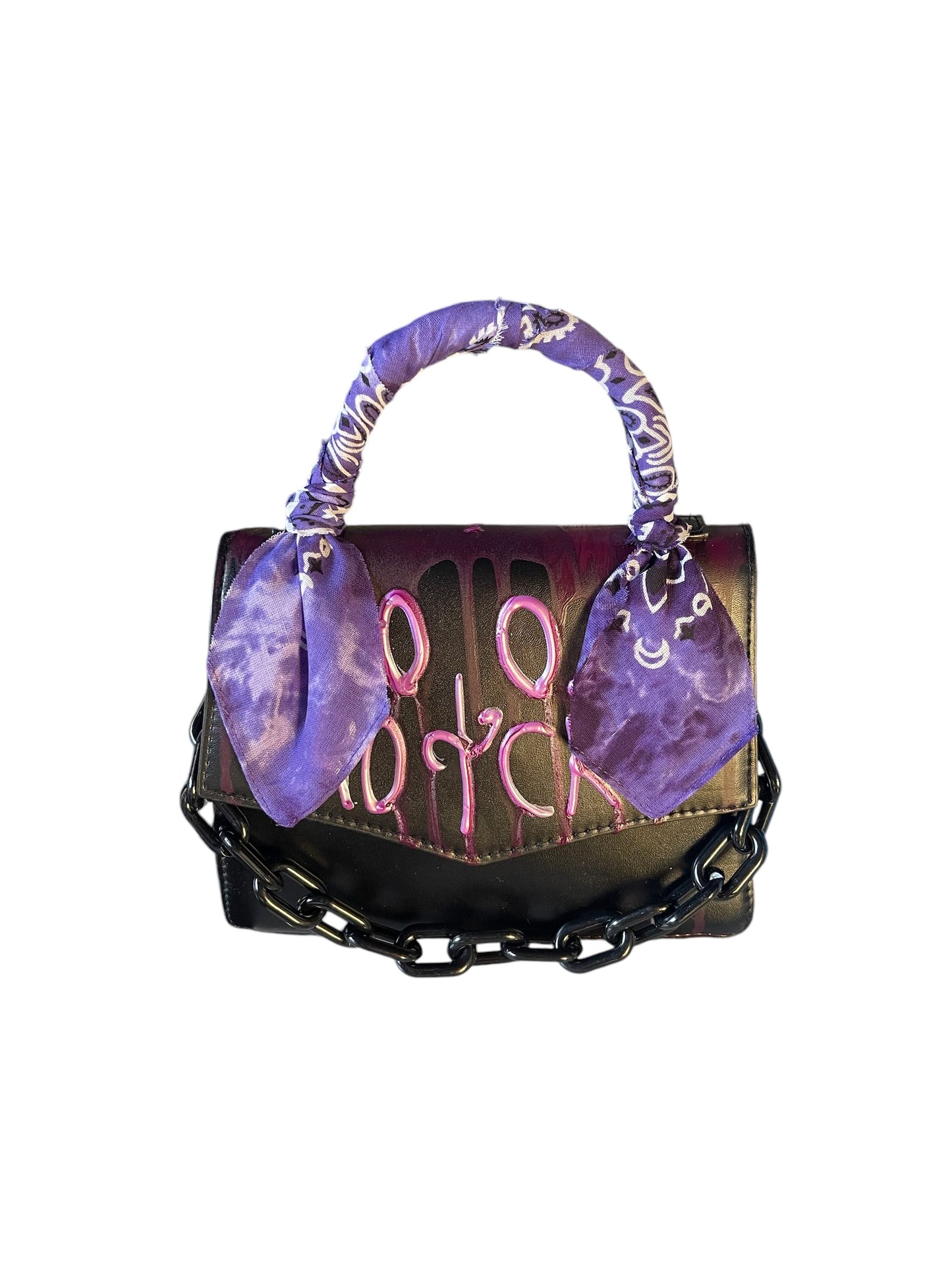 black and purple bandana bag