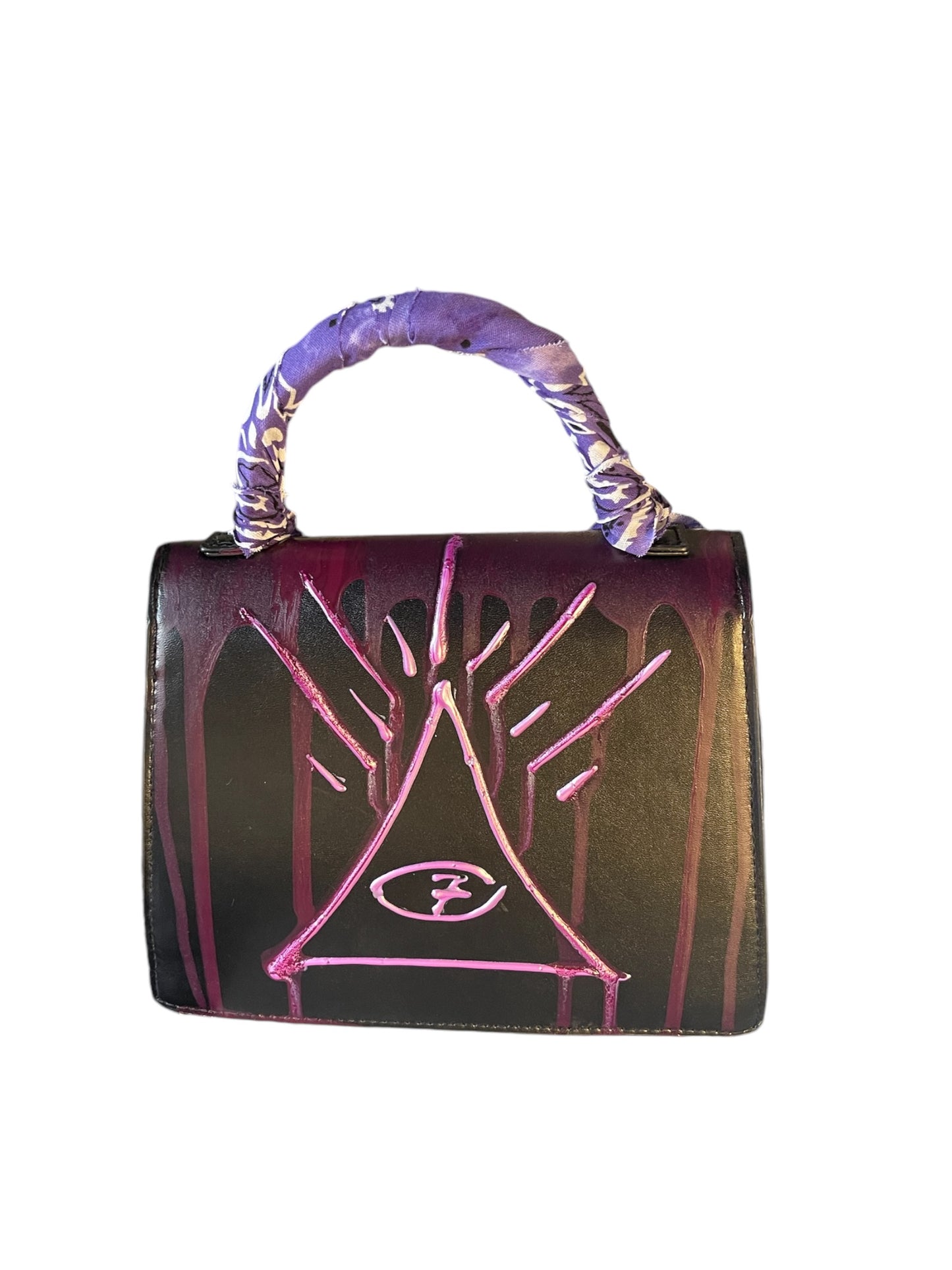 black and purple bandana bag