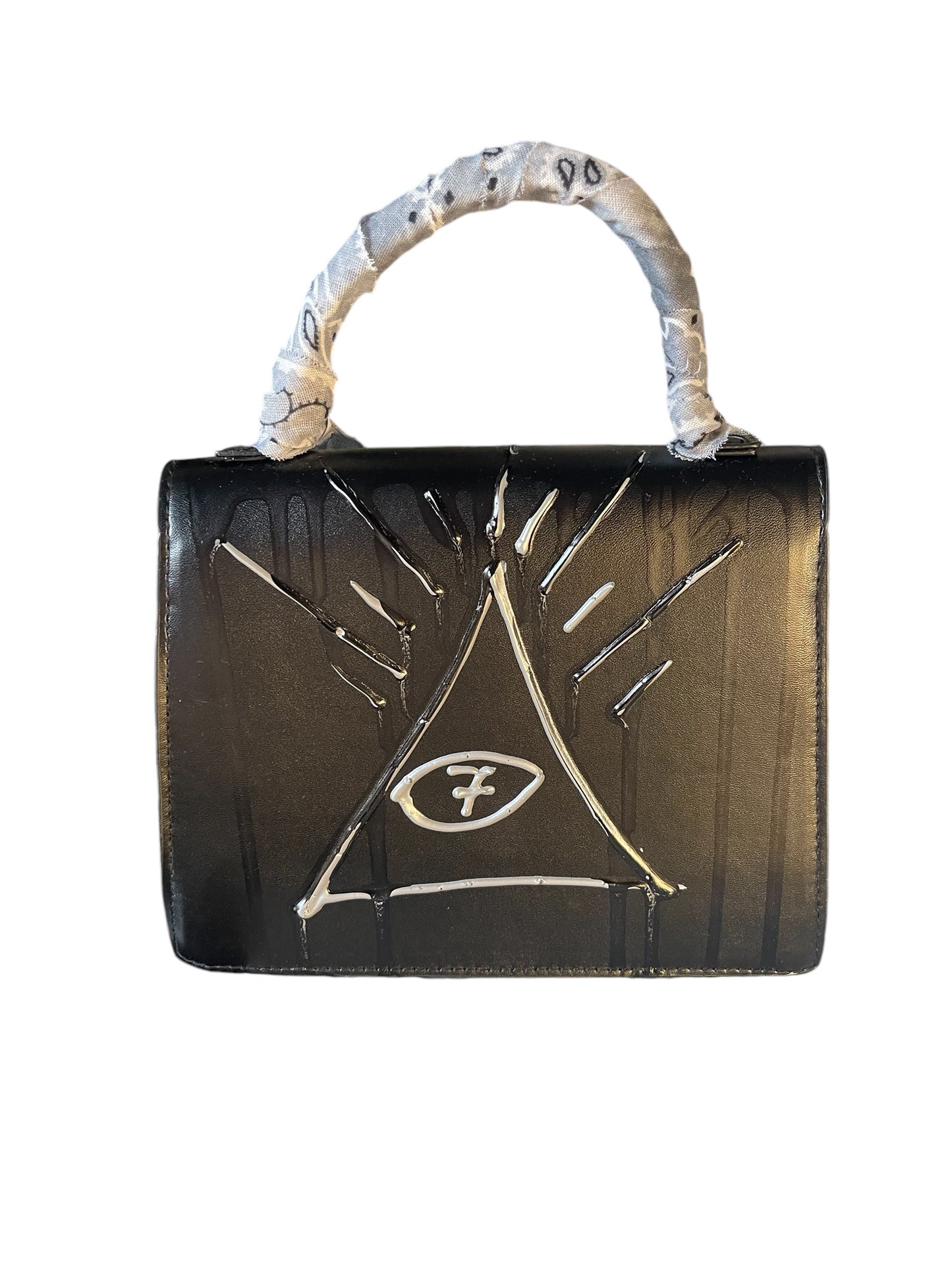 black and grey bandana bag