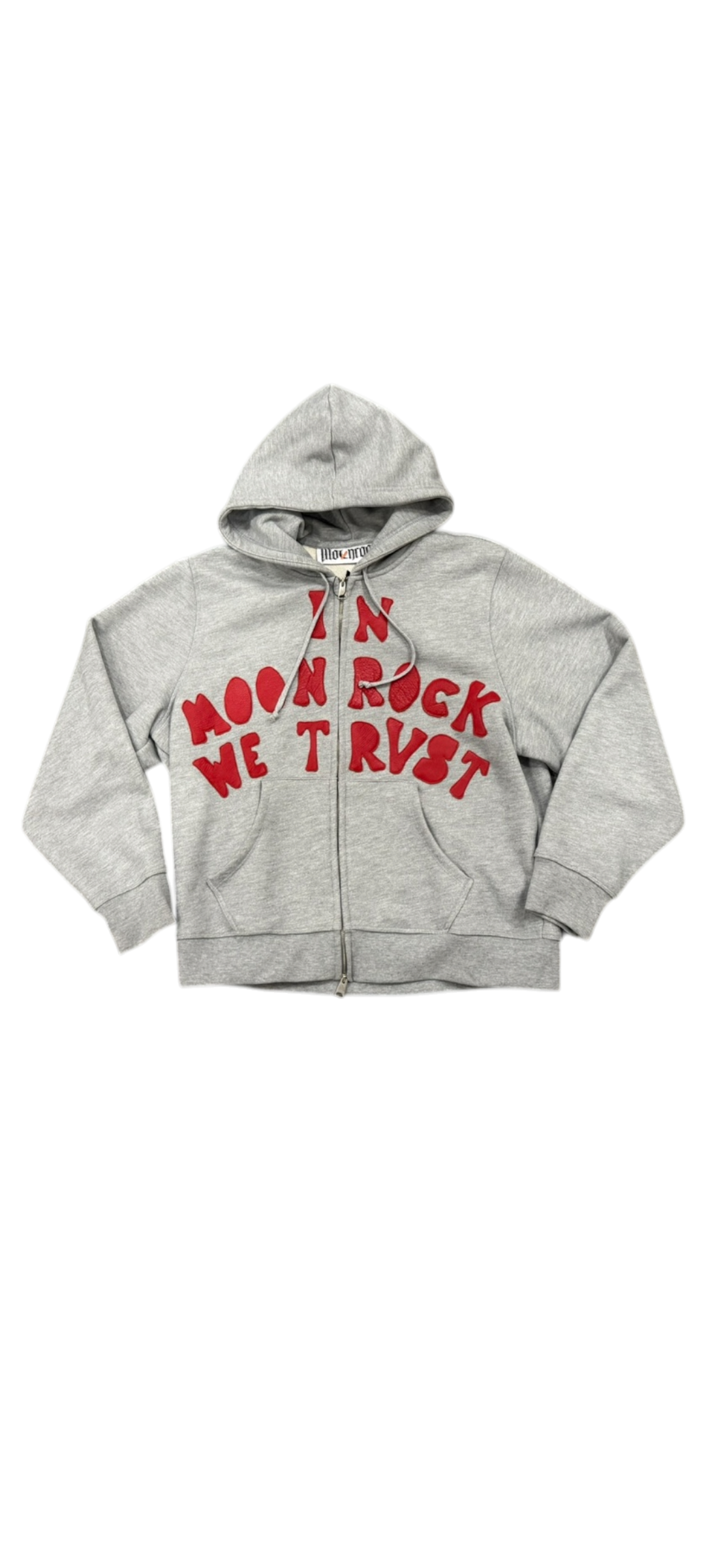 RED TRUST LEATHER PATCH ZIP HOODIE