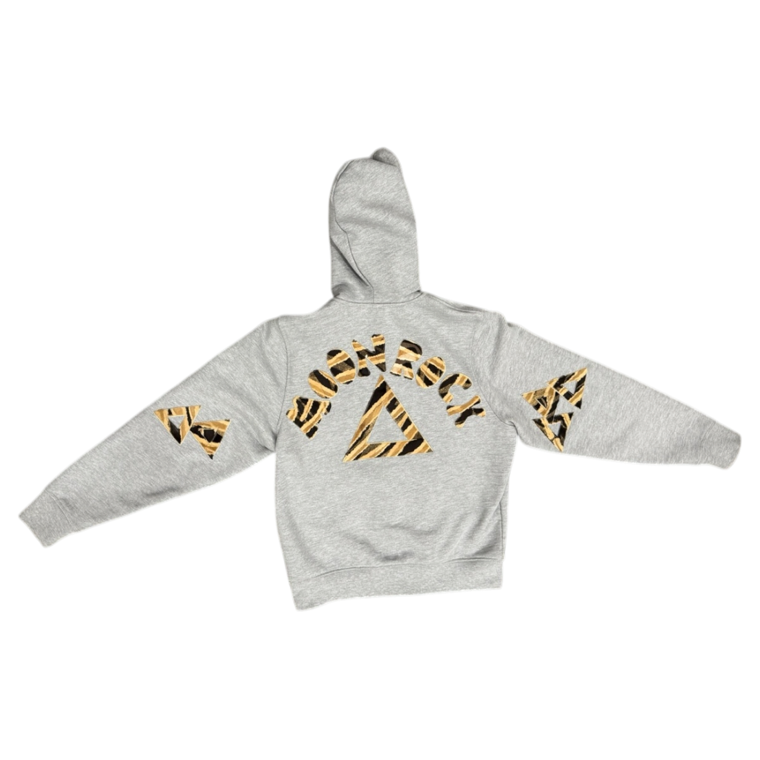 TIGER PRINT PONY HAIR LEATHER PATCH ZIP HOODIE