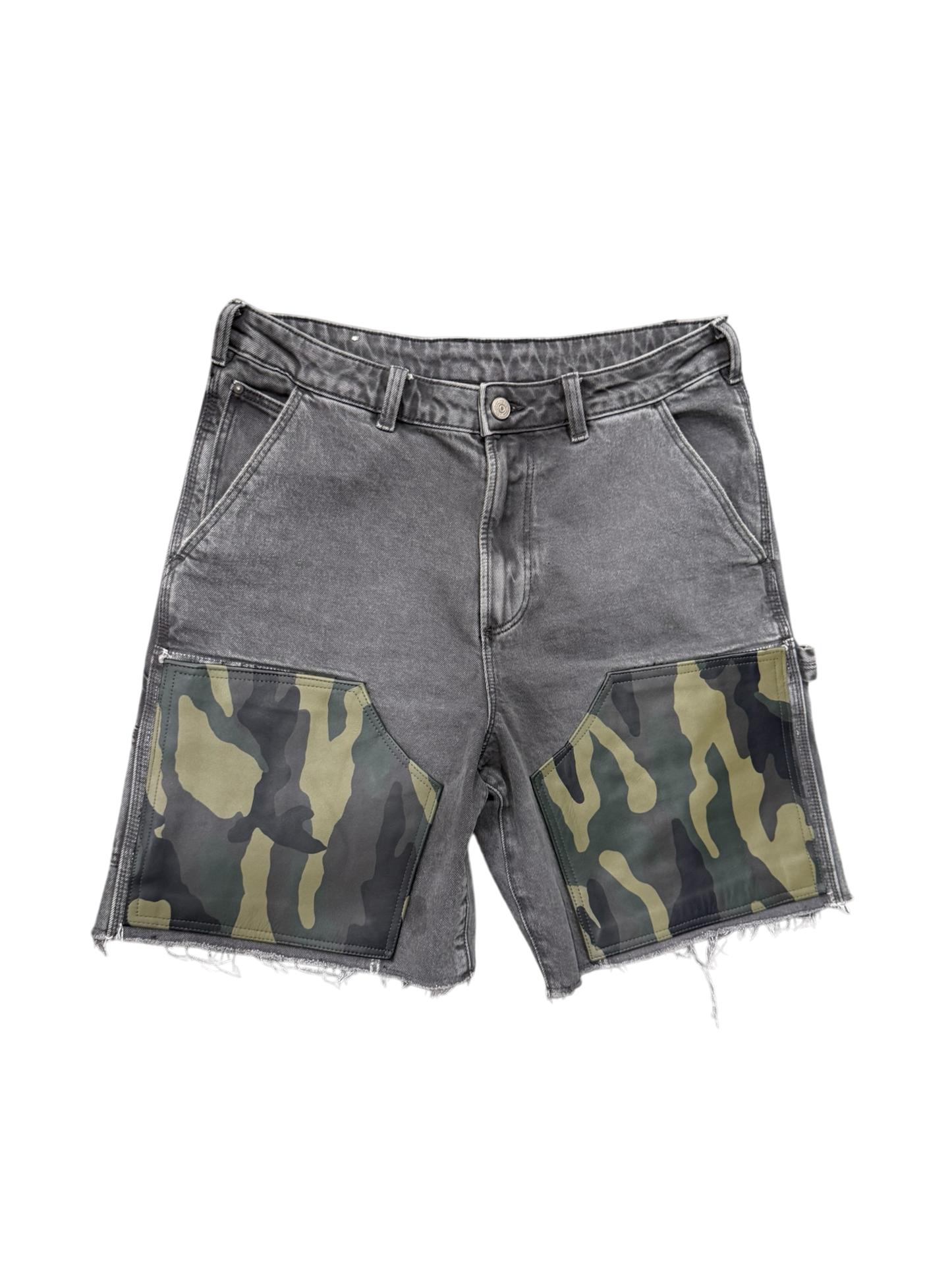 CAMO LEATHER SHORTS