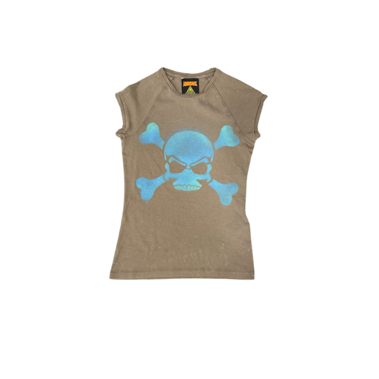 LIGHT BLUE SKULL T-SHIRT