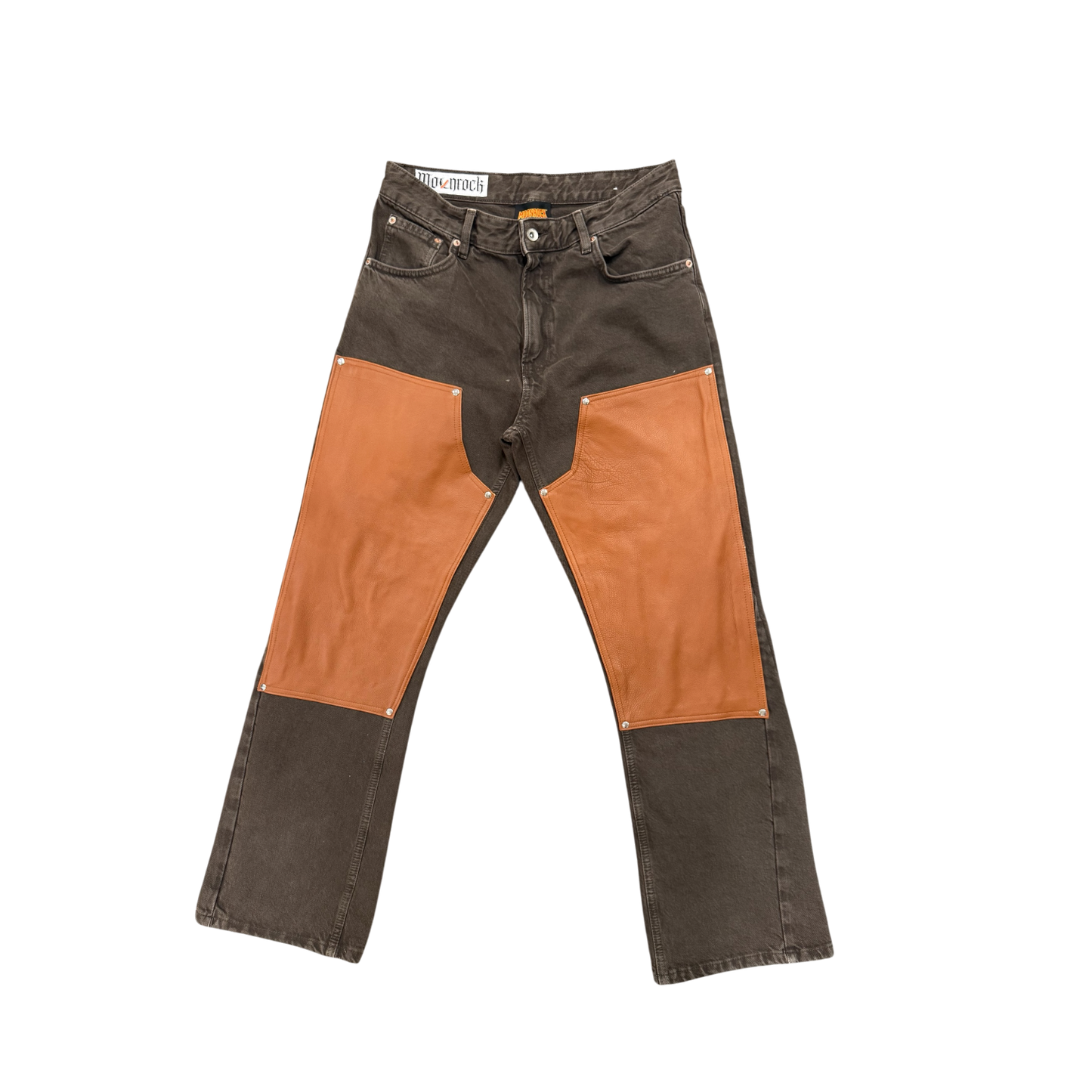 BROWN DOUBLE KNEE FLARE JEANS