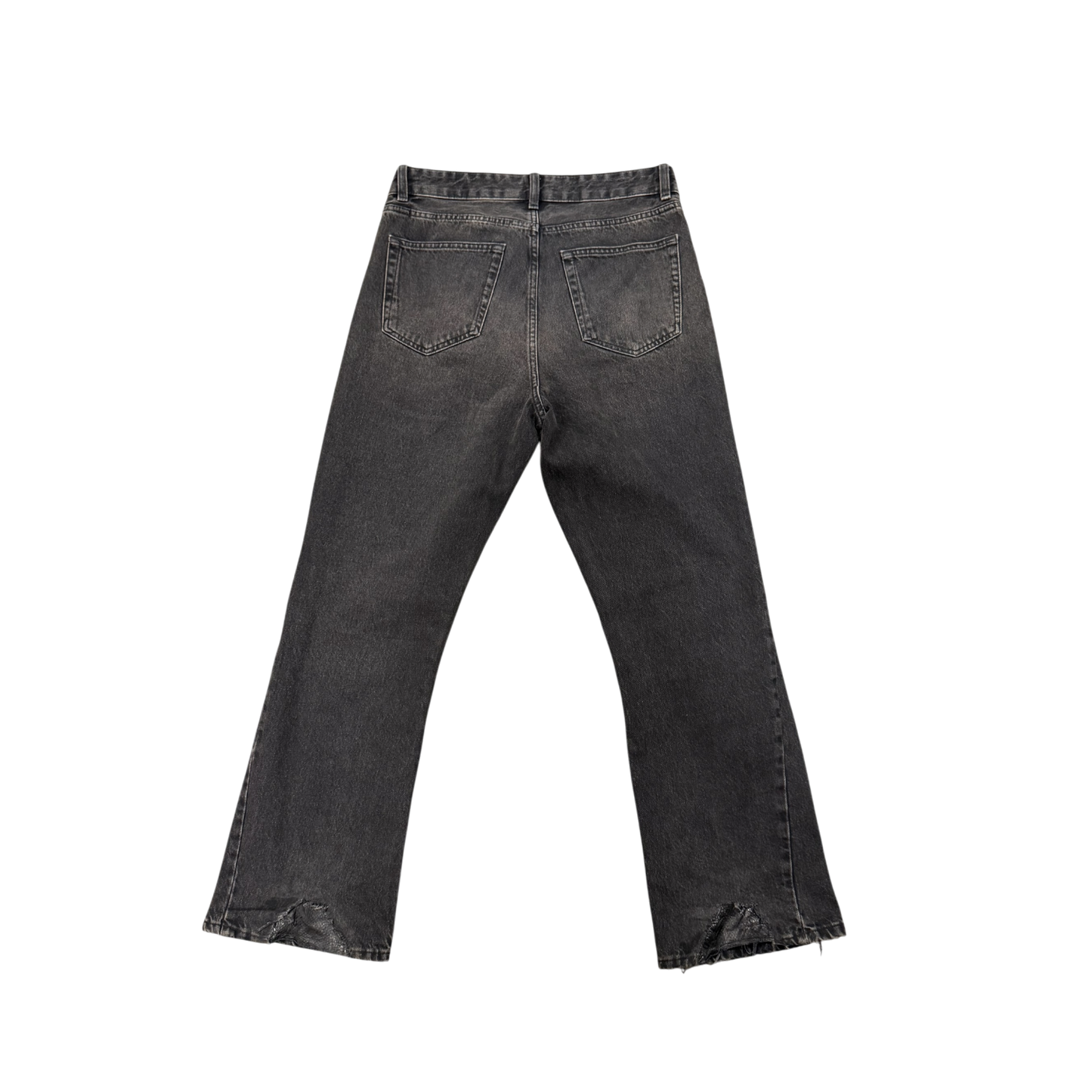 BLACK DOUBLE KNEE FLARE JEANS